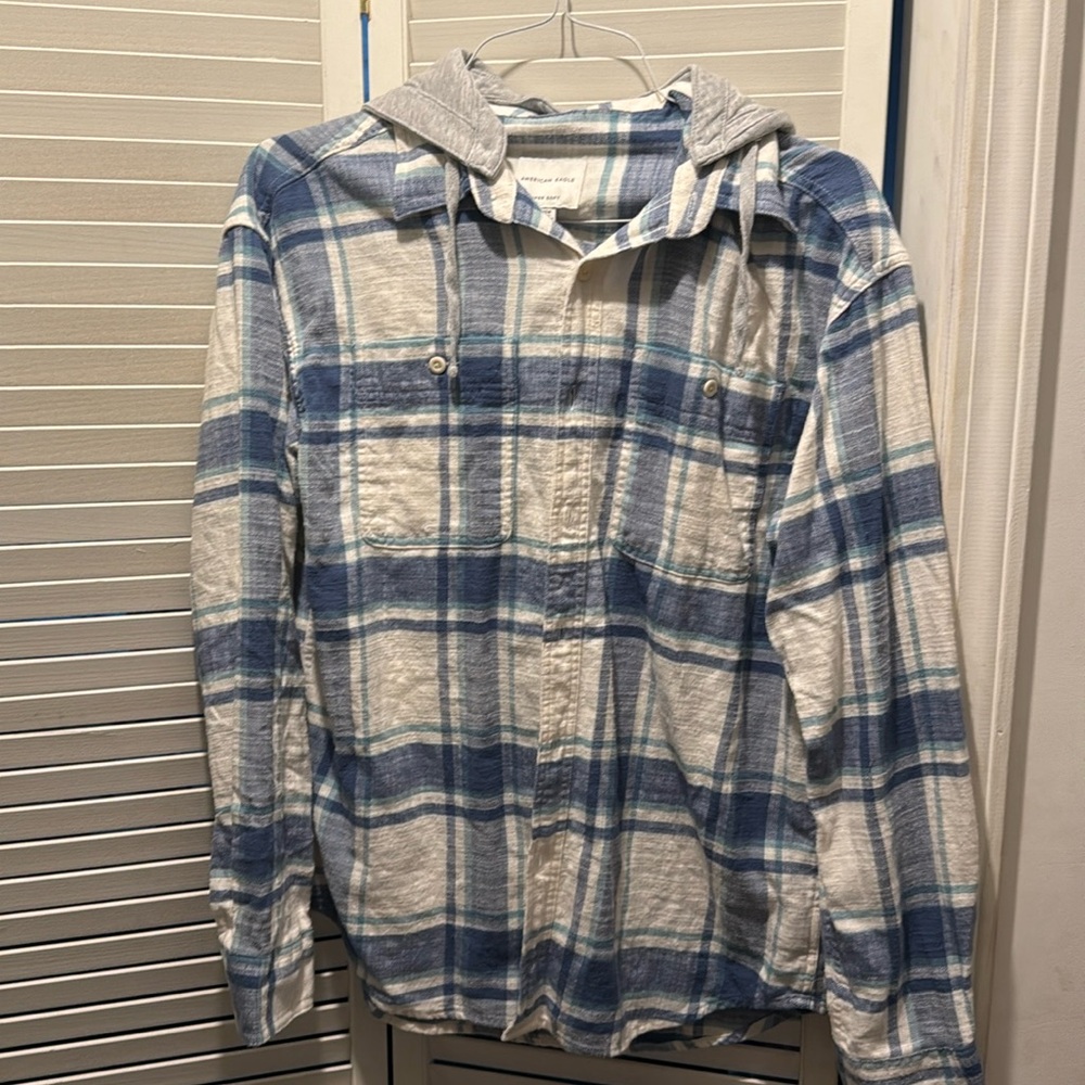 American Eagle hooded flannel Small